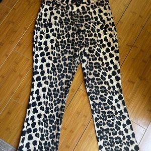 Zara Leopard kick flare ankle crop Pants